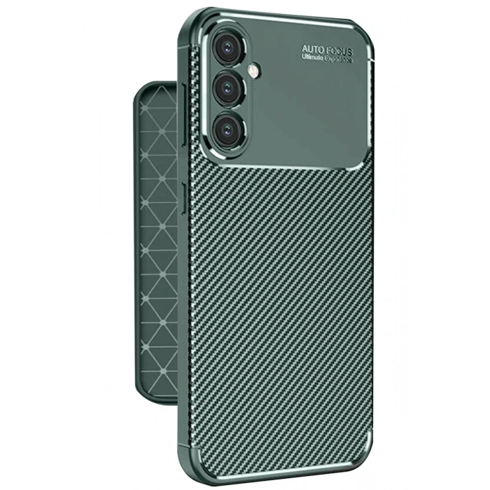Samsung Galaxy A56 Kılıf Auto Focus Karbon Kapak - Koyu Yeşil