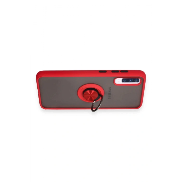 Samsung Galaxy A70 Kılıf Montreal Yüzüklü Silikon Kapak - Kırmızı