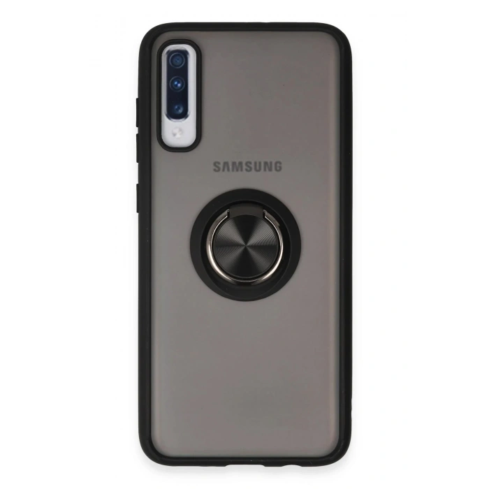 Samsung Galaxy A70 Kılıf Montreal Yüzüklü Silikon Kapak - Siyah
