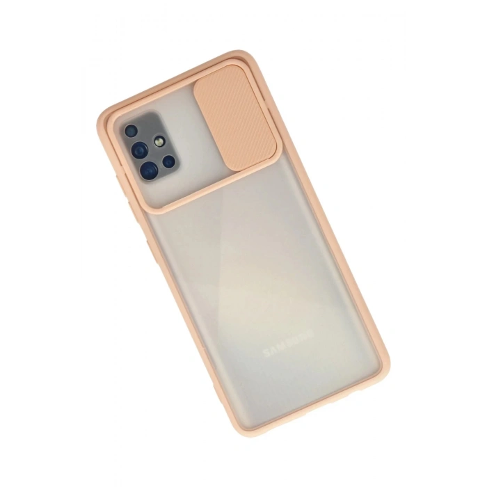 Samsung Galaxy A71 Kılıf Palm Buzlu Kamera Sürgülü Silikon - Pembe