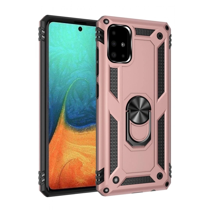 Samsung Galaxy A71 Kılıf Sofya Yüzüklü Silikon Kapak - Rose