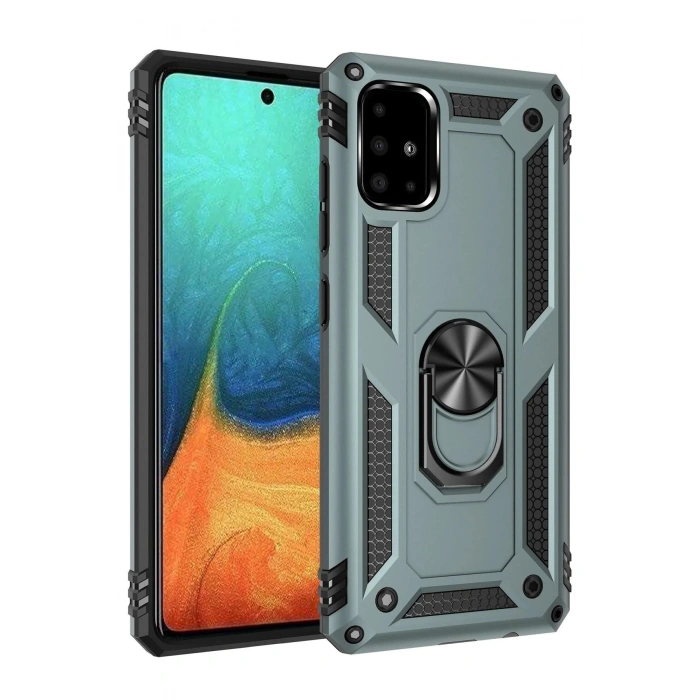 Samsung Galaxy A71 Kılıf Sofya Yüzüklü Silikon Kapak - Yeşil