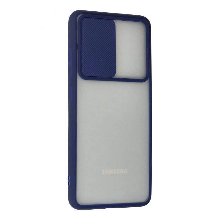 Samsung Galaxy A72 Kılıf Palm Buzlu Kamera Sürgülü Silikon - Lacivert