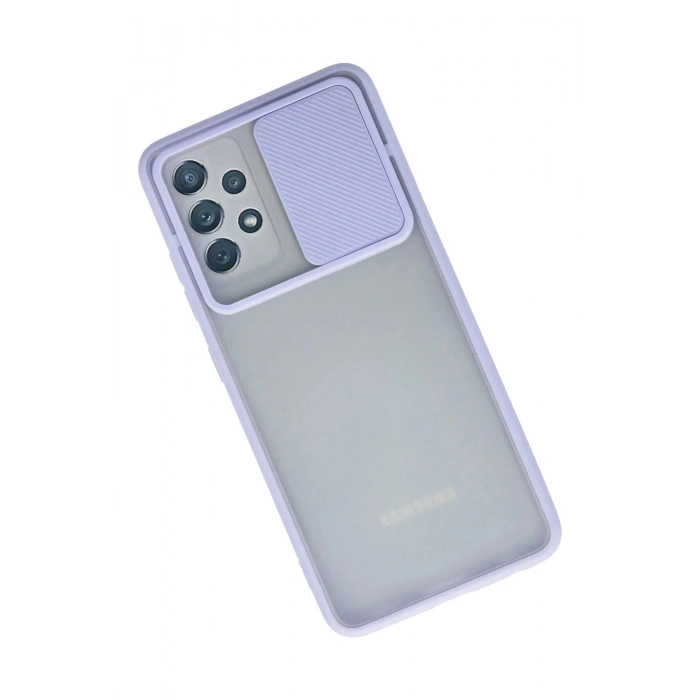 Samsung Galaxy A72 Kılıf Palm Buzlu Kamera Sürgülü Silikon - Lila
