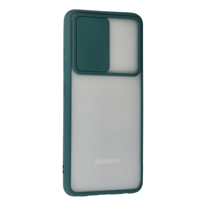 Samsung Galaxy A72 Kılıf Palm Buzlu Kamera Sürgülü Silikon - Yeşil