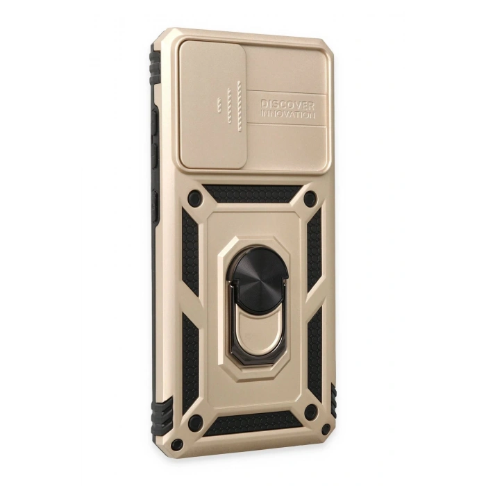 Samsung Galaxy A72 Kılıf Pars Lens Yüzüklü Silikon - Gold