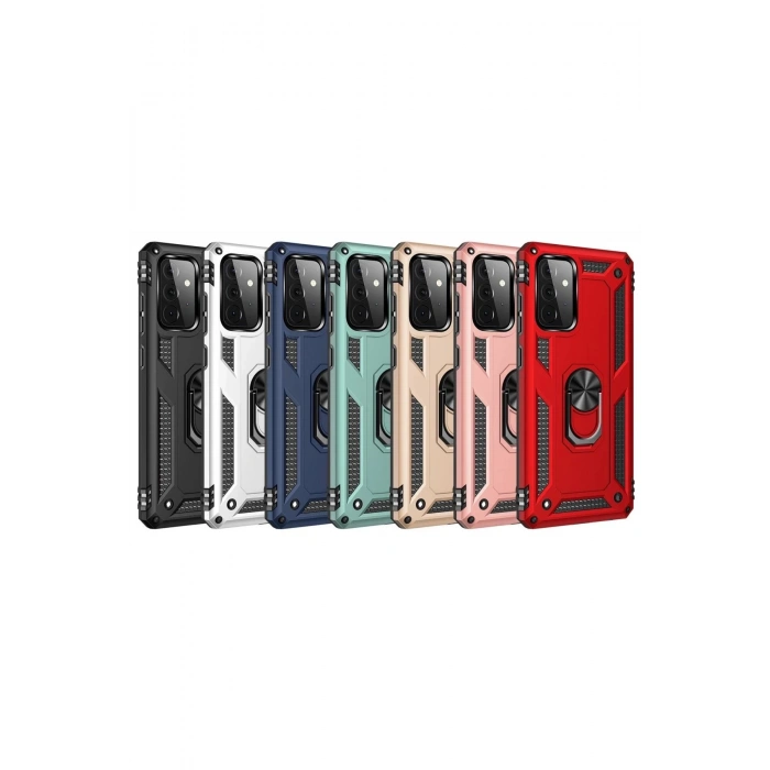 Samsung Galaxy A72 Kılıf Sofya Yüzüklü Silikon Kapak - Kırmızı