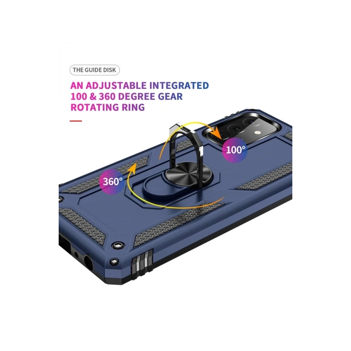 Samsung Galaxy A72 Kılıf Sofya Yüzüklü Silikon Kapak - Lacivert