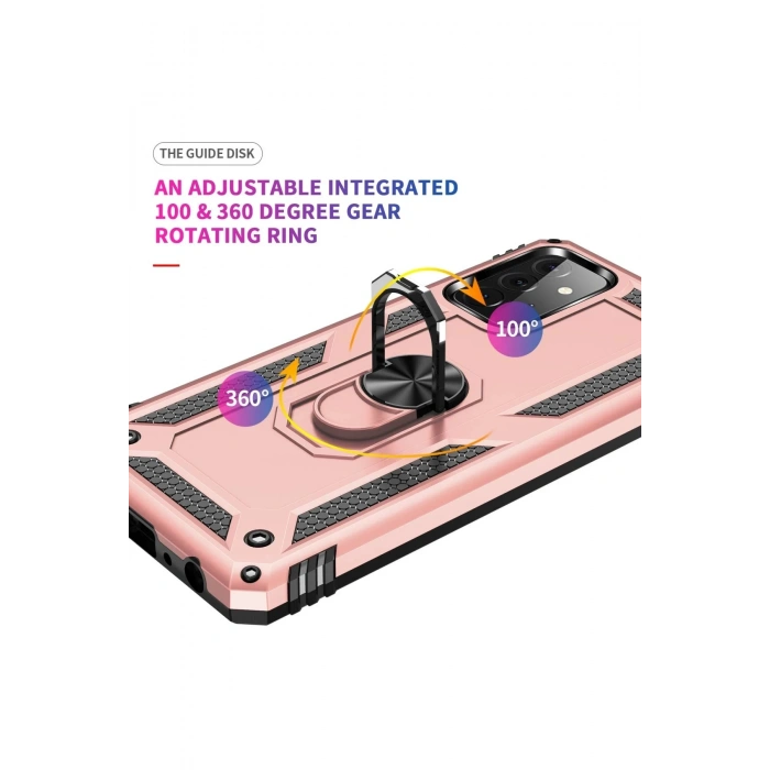 Samsung Galaxy A72 Kılıf Sofya Yüzüklü Silikon Kapak - Rose