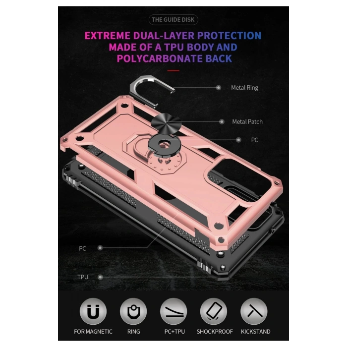 Samsung Galaxy A72 Kılıf Sofya Yüzüklü Silikon Kapak - Rose