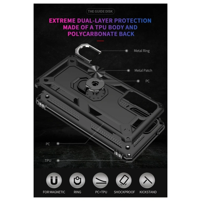 Samsung Galaxy A72 Kılıf Sofya Yüzüklü Silikon Kapak - Siyah