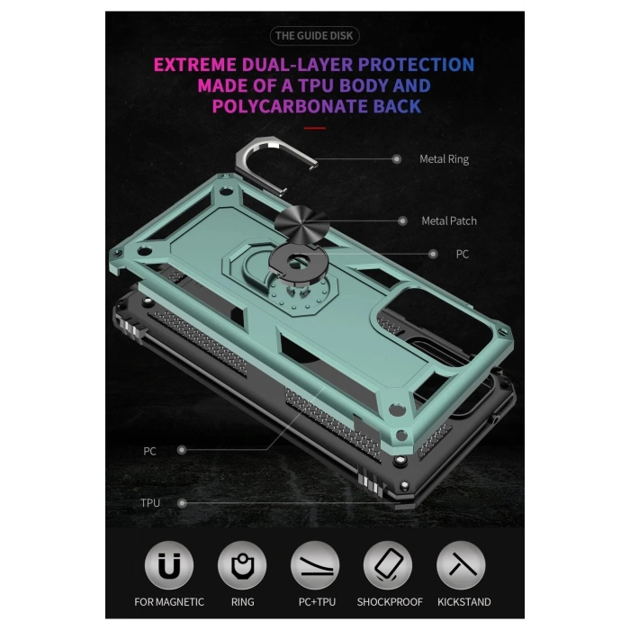 Samsung Galaxy A72 Kılıf Sofya Yüzüklü Silikon Kapak - Yeşil