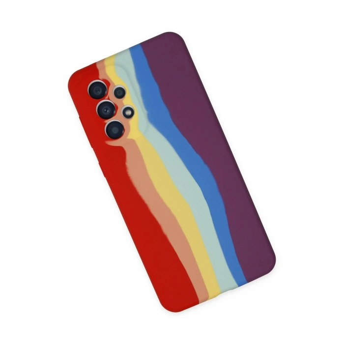 Samsung Galaxy A73 5G Kılıf Ebruli Lansman Silikon - Kırmızı-Mor