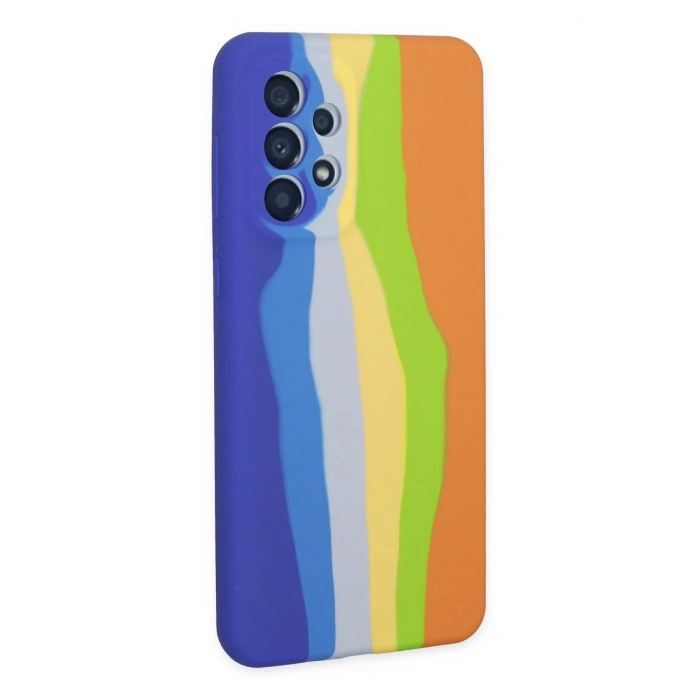 Samsung Galaxy A73 5G Kılıf Ebruli Lansman Silikon - Mavi-Turuncu