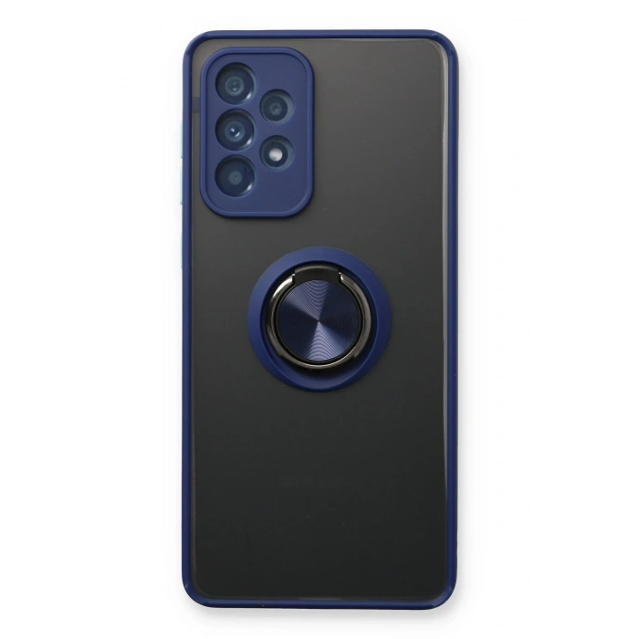 Samsung Galaxy A73 5G Kılıf Montreal Yüzüklü Silikon Kapak - Lacivert