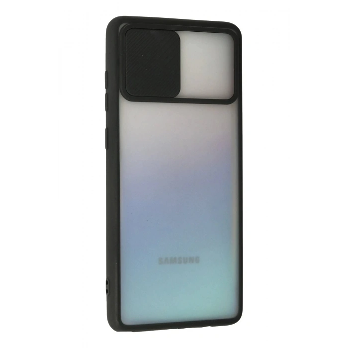 Samsung Galaxy A81 / Note 10 Lite Kılıf Palm Buzlu Kamera Sürgülü Silikon - Siyah