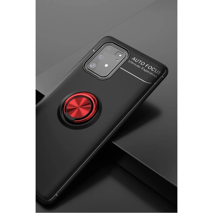Samsung Galaxy A91 / S10 Lite Kılıf Range Yüzüklü Silikon - Siyah-Kırmızı