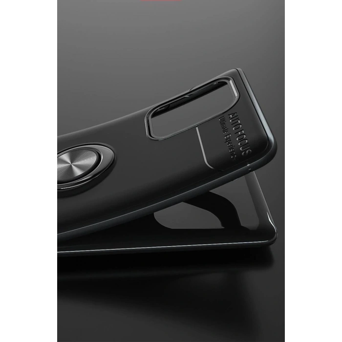 Samsung Galaxy A91 / S10 Lite Kılıf Range Yüzüklü Silikon - Siyah-Kırmızı