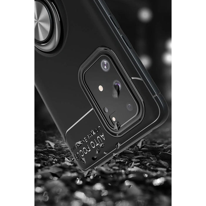 Samsung Galaxy A91 / S10 Lite Kılıf Range Yüzüklü Silikon - Siyah-Kırmızı