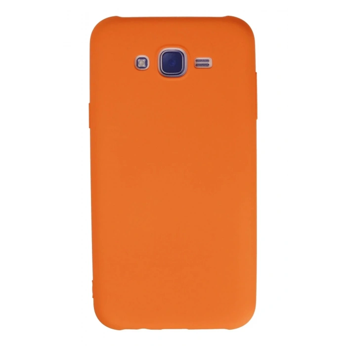 Samsung Galaxy J7 Kılıf Nano içi Kadife Silikon - Turuncu