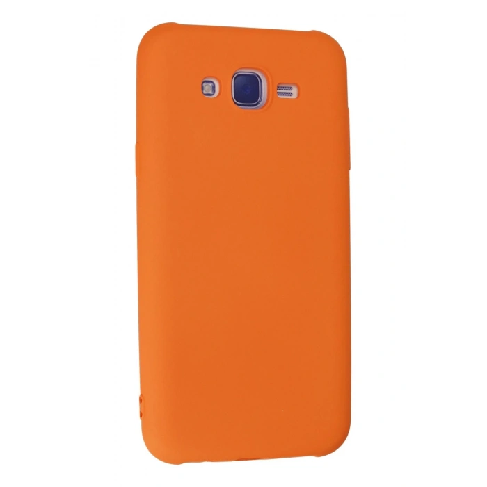 Samsung Galaxy J7 Kılıf Nano içi Kadife Silikon - Turuncu