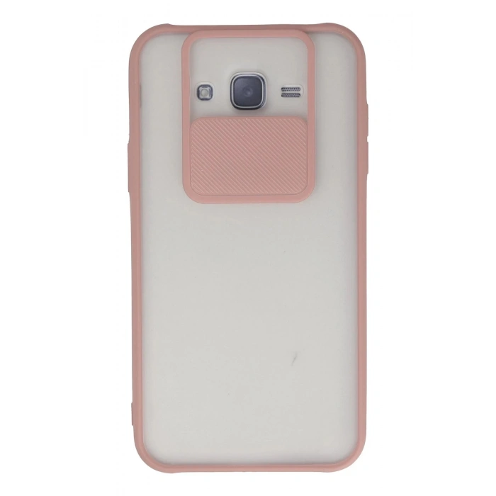 Samsung Galaxy J7 Kılıf Palm Buzlu Kamera Sürgülü Silikon - Pembe