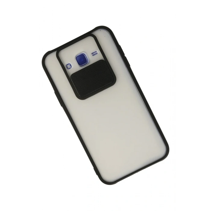 Samsung Galaxy J7 Kılıf Palm Buzlu Kamera Sürgülü Silikon - Siyah
