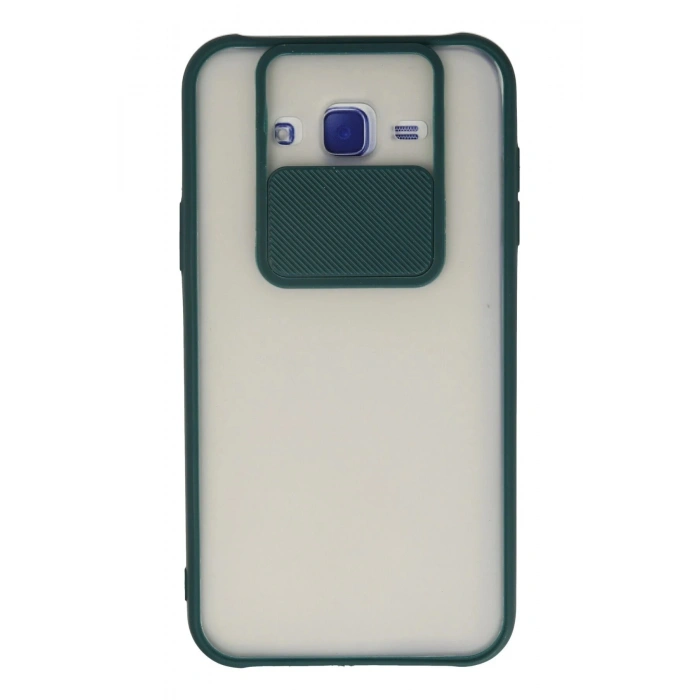 Samsung Galaxy J7 Kılıf Palm Buzlu Kamera Sürgülü Silikon - Yeşil