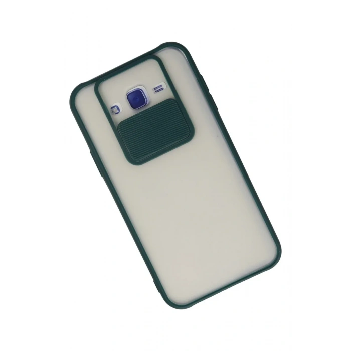 Samsung Galaxy J7 Kılıf Palm Buzlu Kamera Sürgülü Silikon - Yeşil