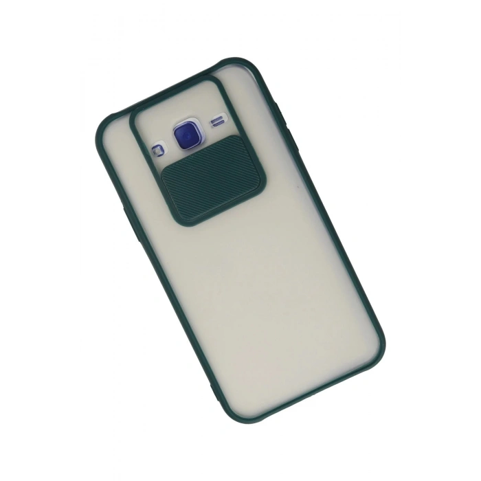Samsung Galaxy J7 Kılıf Palm Buzlu Kamera Sürgülü Silikon - Yeşil