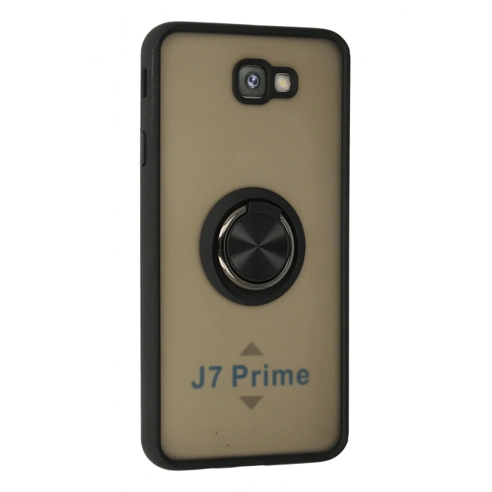 Samsung Galaxy J7 Prime Kılıf Montreal Yüzüklü Silikon Kapak - Siyah