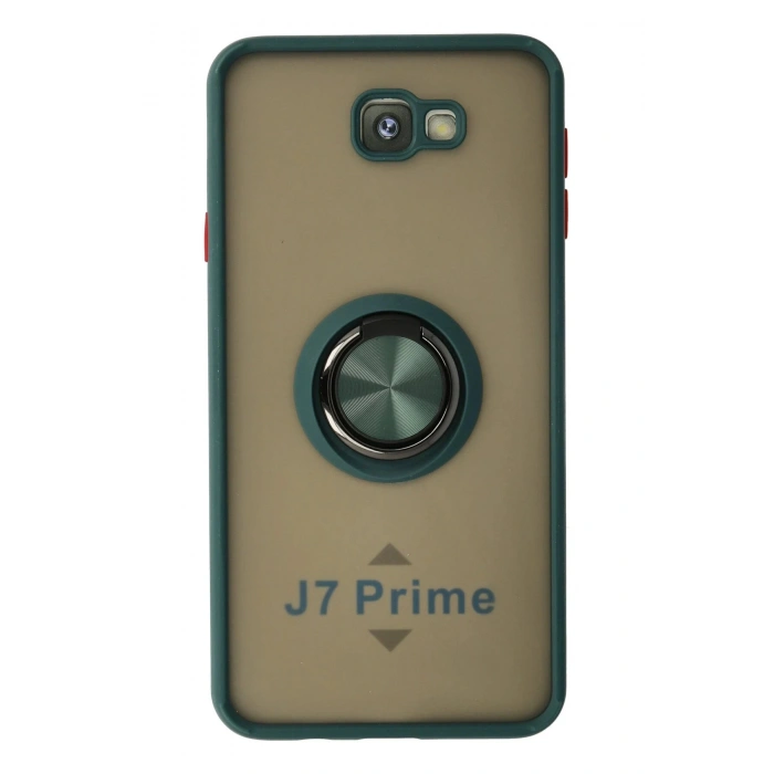 Samsung Galaxy J7 Prime Kılıf Montreal Yüzüklü Silikon Kapak - Yeşil