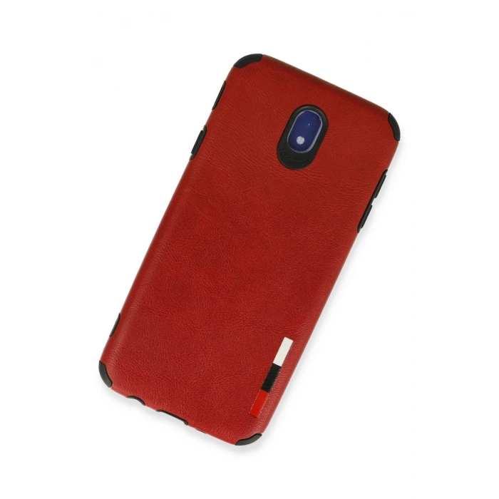 Samsung Galaxy J7 Pro / J730 Kılıf Loop Deri Silikon - Kırmızı