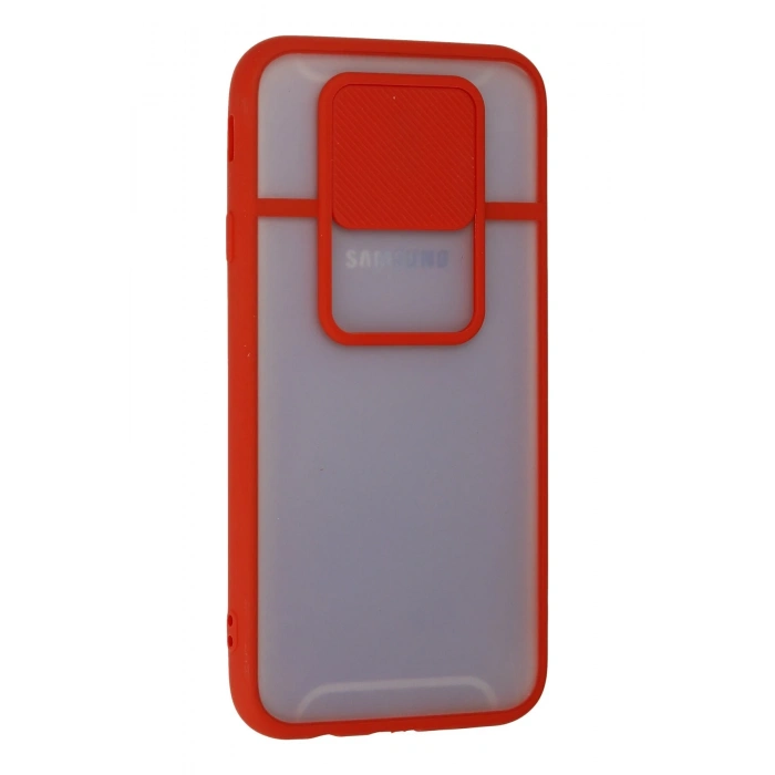 Samsung Galaxy J7 Pro / J730 Kılıf Palm Buzlu Kamera Sürgülü Silikon - Kırmızı