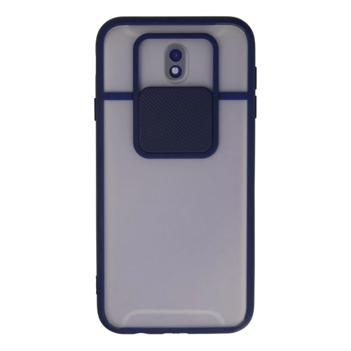 Samsung Galaxy J7 Pro / J730 Kılıf Palm Buzlu Kamera Sürgülü Silikon - Lacivert