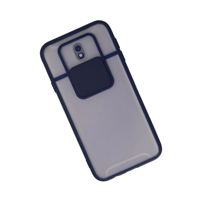 Samsung Galaxy J7 Pro / J730 Kılıf Palm Buzlu Kamera Sürgülü Silikon - Lacivert