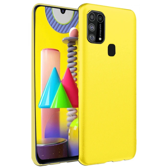 Samsung Galaxy M31 Kılıf Nano içi Kadife Silikon - Sarı