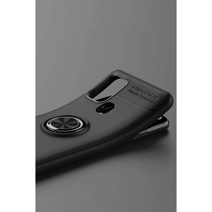 Samsung Galaxy M31 Kılıf Range Yüzüklü Silikon - Siyah-Mavi