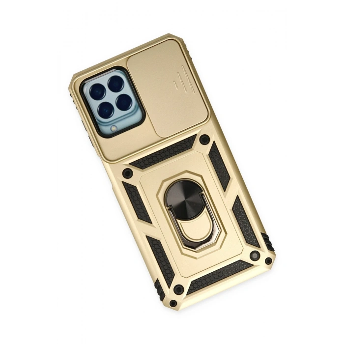 Samsung Galaxy M33 Kılıf Pars Lens Yüzüklü Silikon - Gold