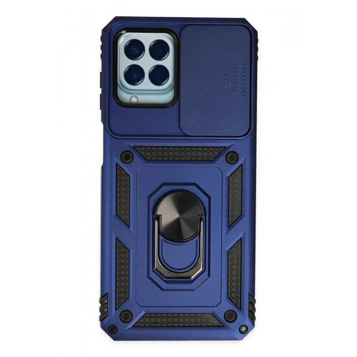 Samsung Galaxy M33 Kılıf Pars Lens Yüzüklü Silikon - Lacivert