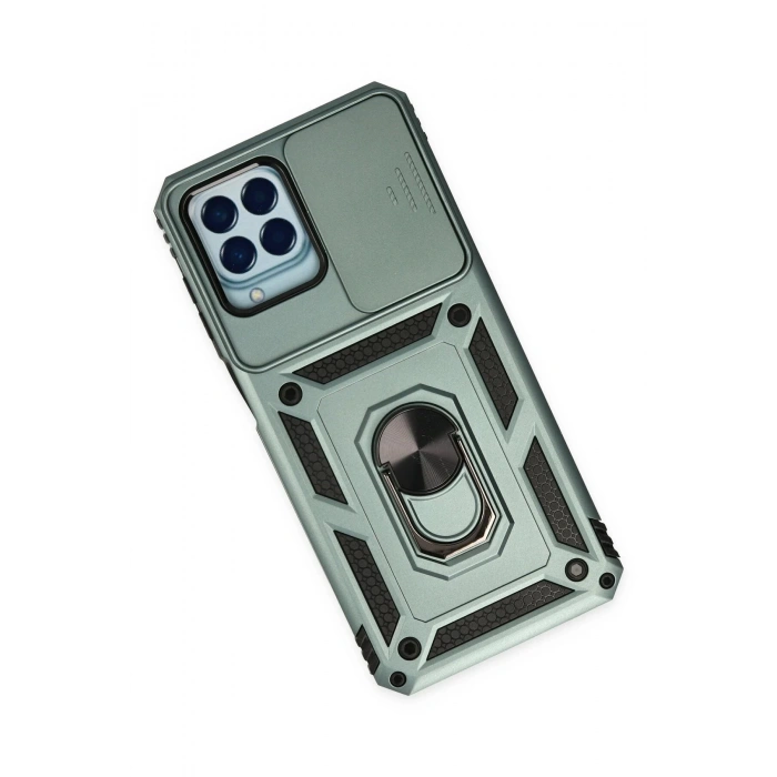 Samsung Galaxy M33 Kılıf Pars Lens Yüzüklü Silikon - Yeşil