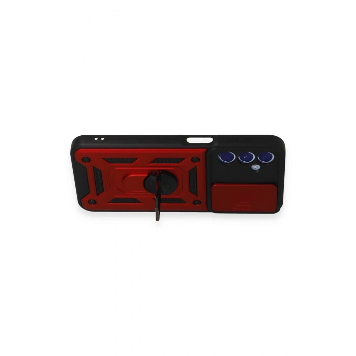 Samsung Galaxy M34 5G Kılıf Pars Lens Yüzüklü Silikon - Kırmızı