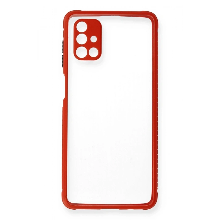Samsung Galaxy M51 Kılıf Miami Şeffaf Silikon - Kırmızı