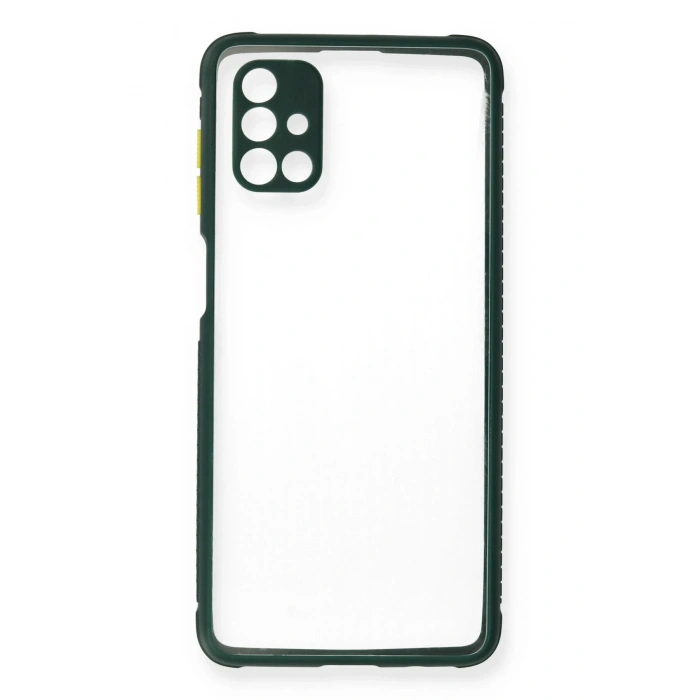 Samsung Galaxy M51 Kılıf Miami Şeffaf Silikon - Koyu Yeşil