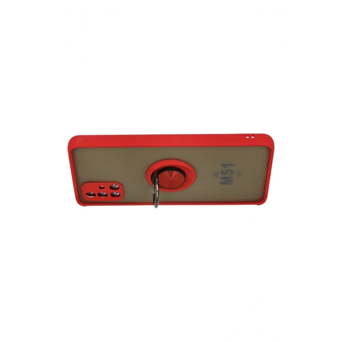 Samsung Galaxy M51 Kılıf Montreal Yüzüklü Silikon Kapak - Kırmızı