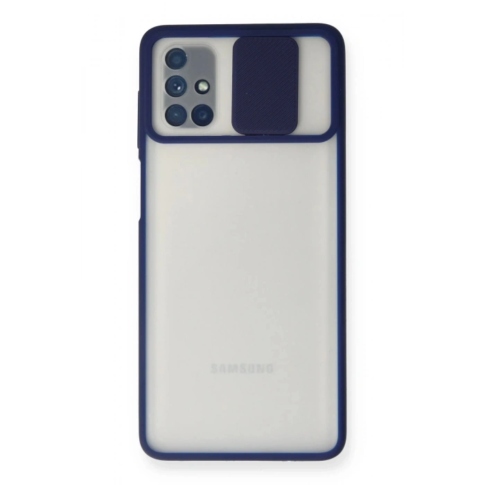 Samsung Galaxy M51 Kılıf Palm Buzlu Kamera Sürgülü Silikon - Lacivert