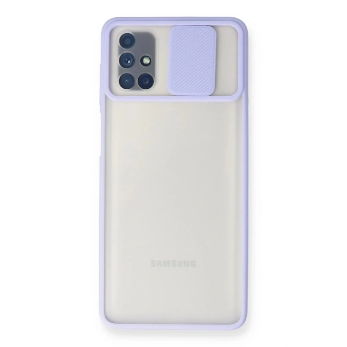 Samsung Galaxy M51 Kılıf Palm Buzlu Kamera Sürgülü Silikon - Lila