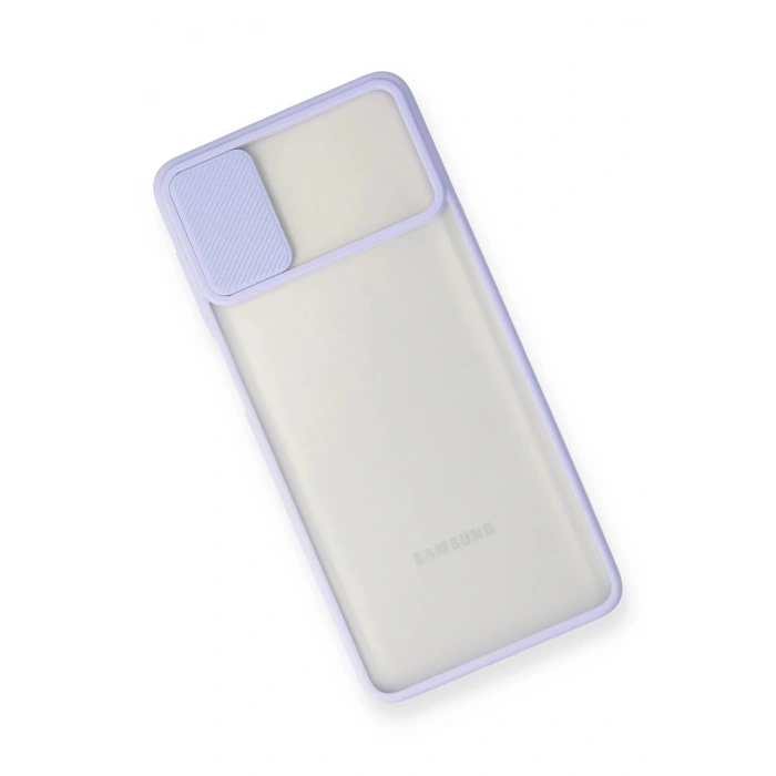 Samsung Galaxy M51 Kılıf Palm Buzlu Kamera Sürgülü Silikon - Lila