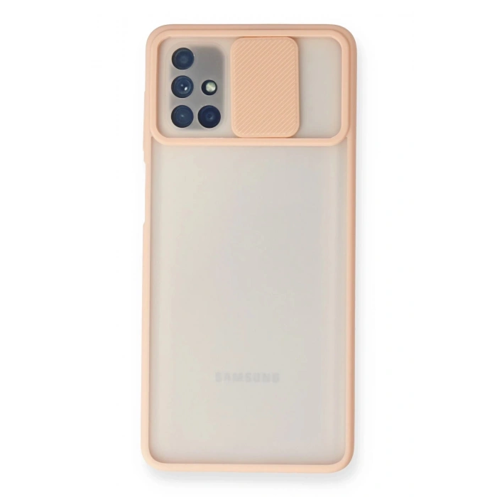 Samsung Galaxy M51 Kılıf Palm Buzlu Kamera Sürgülü Silikon - Pembe