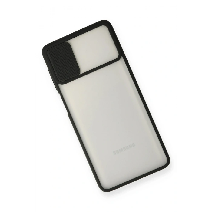 Samsung Galaxy M51 Kılıf Palm Buzlu Kamera Sürgülü Silikon - Siyah
